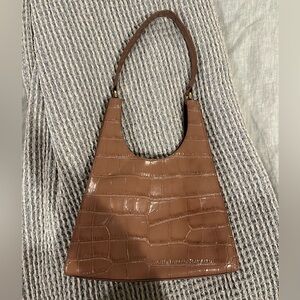 Staud Croc Embossed Leather Hobo Bag
